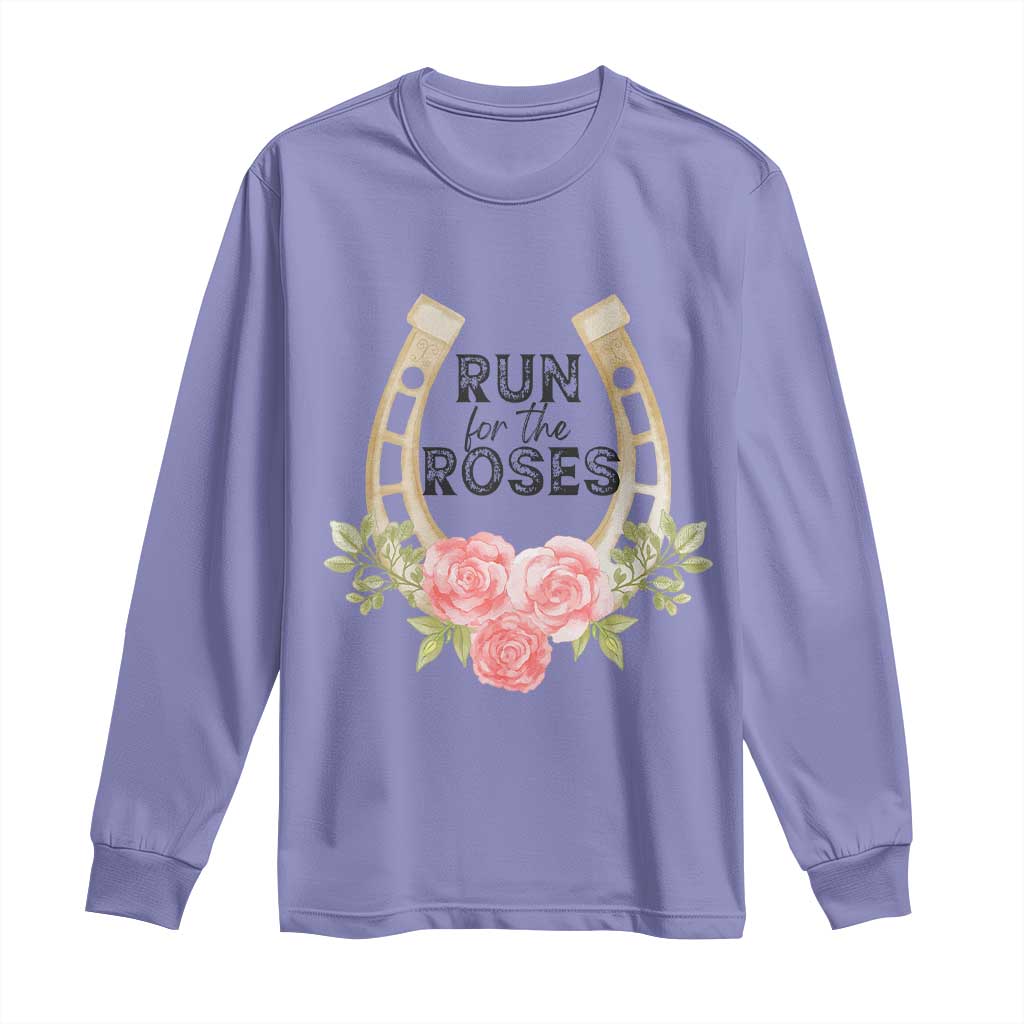 Ky Derby Horse Racing Long Sleeve Shirt Horses and Roses