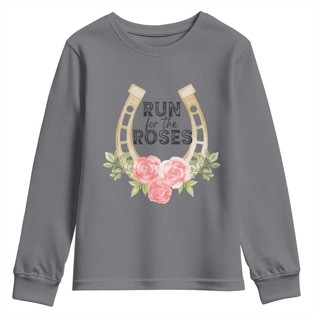 Ky Derby Horse Racing Youth Sweatshirt Horses and Roses