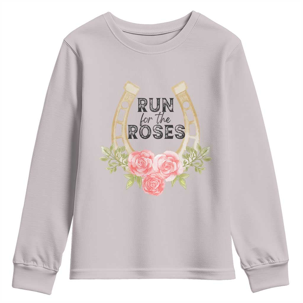 Ky Derby Horse Racing Youth Sweatshirt Horses and Roses
