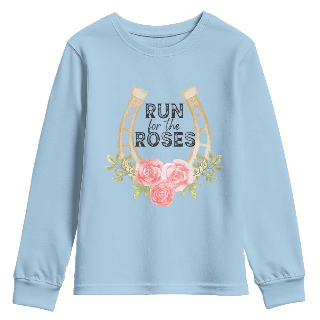 Ky Derby Horse Racing Youth Sweatshirt Horses and Roses