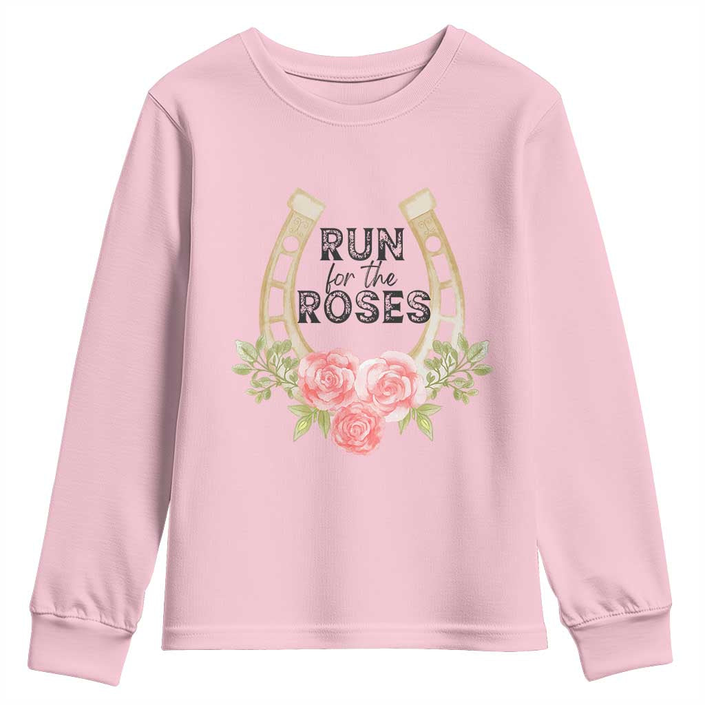 Ky Derby Horse Racing Youth Sweatshirt Horses and Roses
