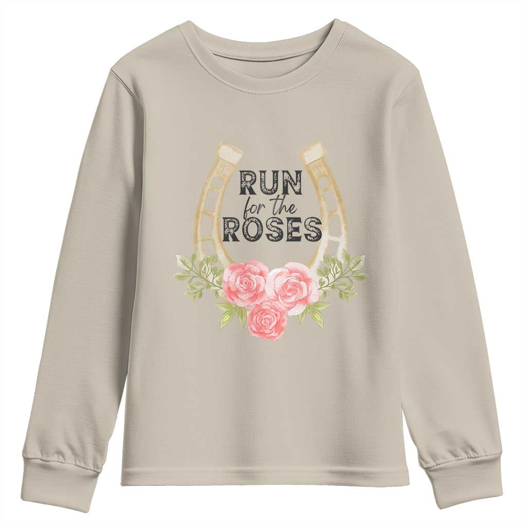 Ky Derby Horse Racing Youth Sweatshirt Horses and Roses