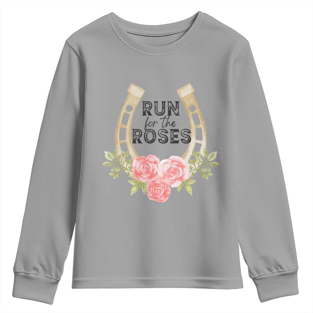 Ky Derby Horse Racing Youth Sweatshirt Horses and Roses