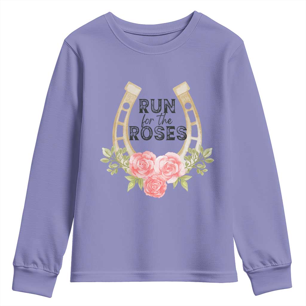 Ky Derby Horse Racing Youth Sweatshirt Horses and Roses
