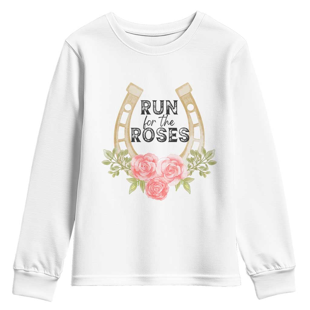 Ky Derby Horse Racing Youth Sweatshirt Horses and Roses