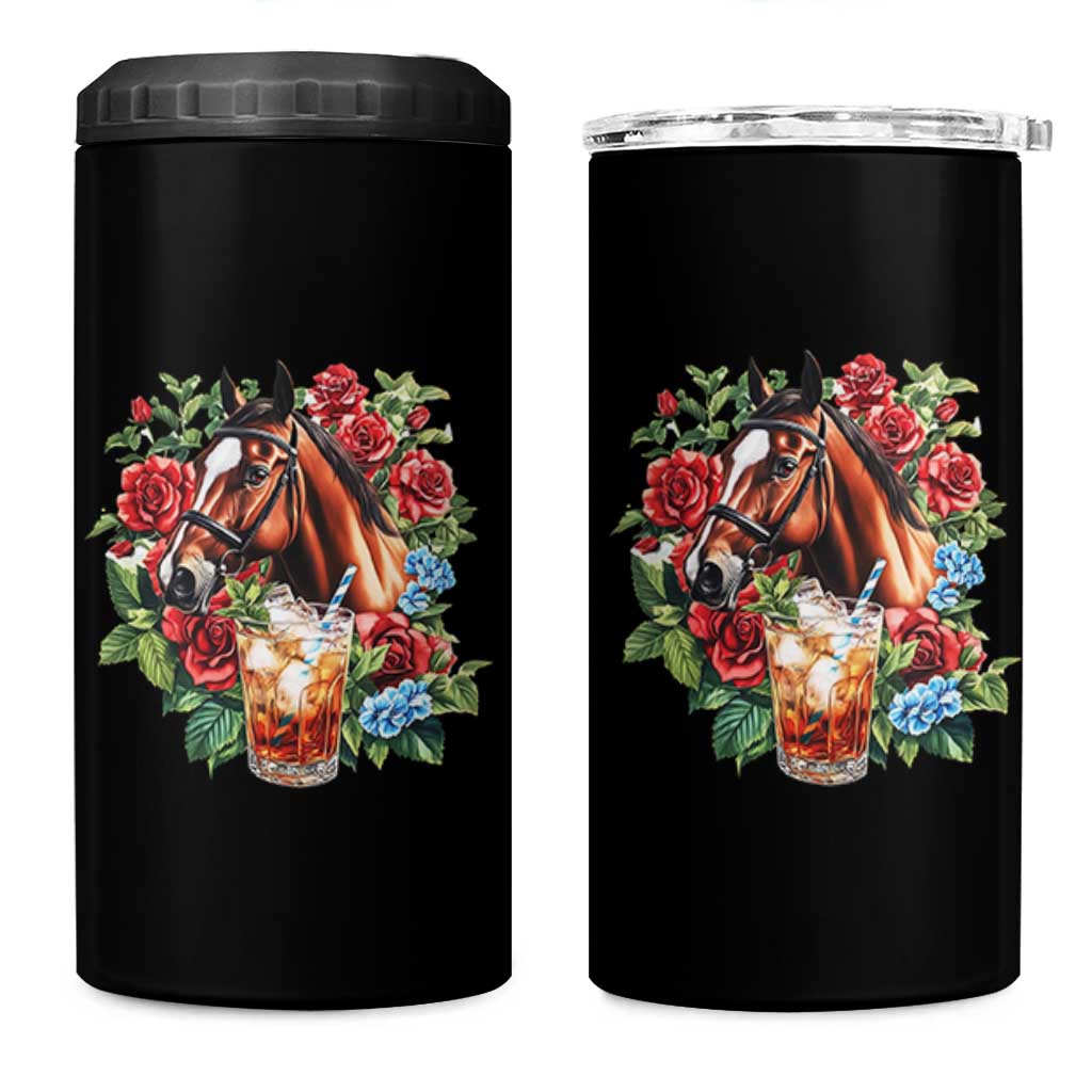 Ky Derby Day Party 4 in 1 Can Cooler Tumbler Mint Juleps and Roses Horse Racing