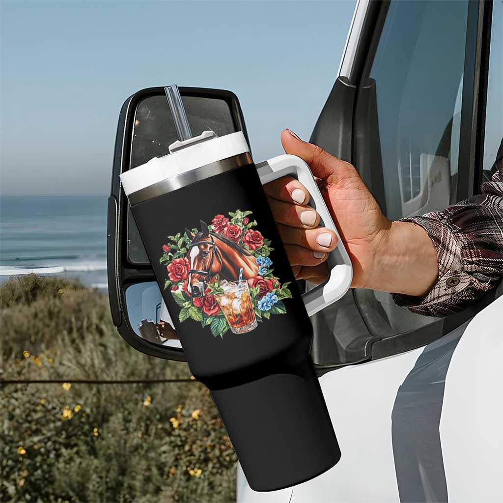 Ky Derby Day Party Tumbler With Handle Mint Juleps and Roses Horse Racing