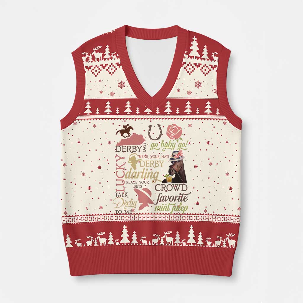 Talk Derby To Me V-Neck Knit Sweater Vest Horse Riders Ky Racing Day - Wonder Print Shop