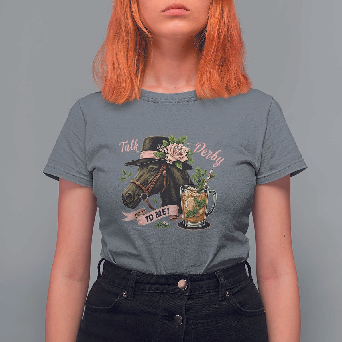 Talk Derby To Me T Shirt For Women Ky Horse Racing Mint Julep and Roses