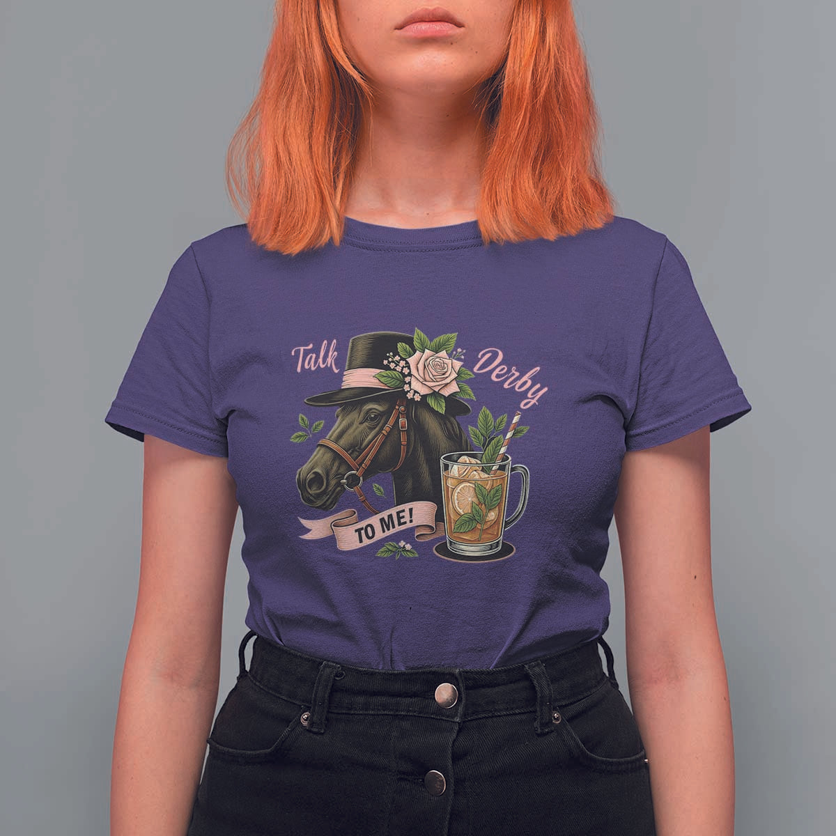 Talk Derby To Me T Shirt For Women Ky Horse Racing Mint Julep and Roses