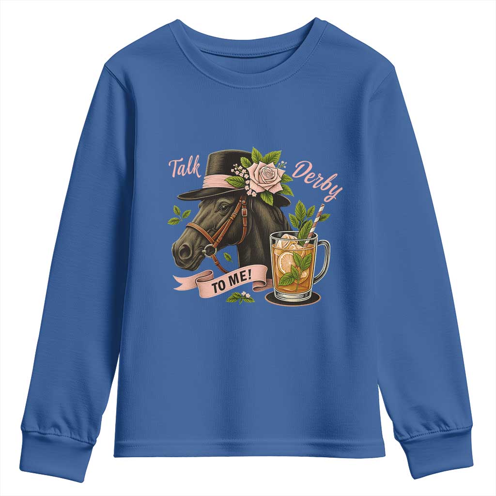 Talk Derby To Me Youth Sweatshirt Ky Horse Racing Mint Julep and Roses