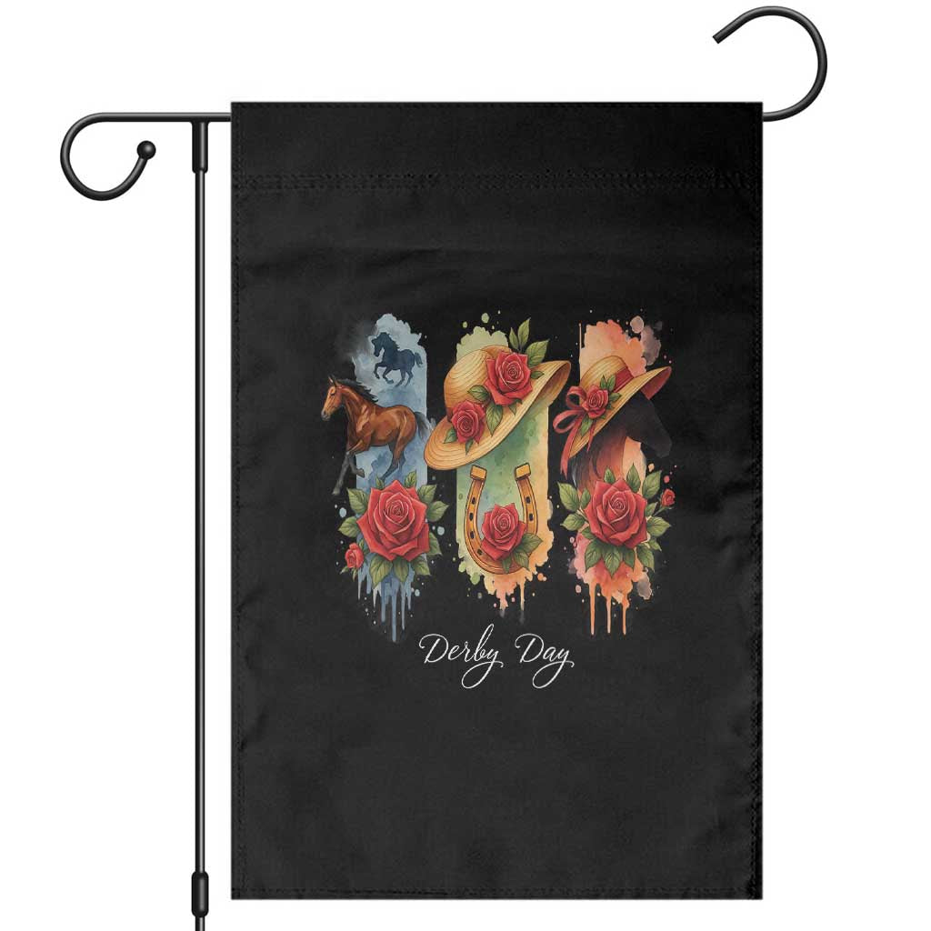 Ky Derby Day Garden Flag Horse Racing Nice Hat Mint Julep and Roses