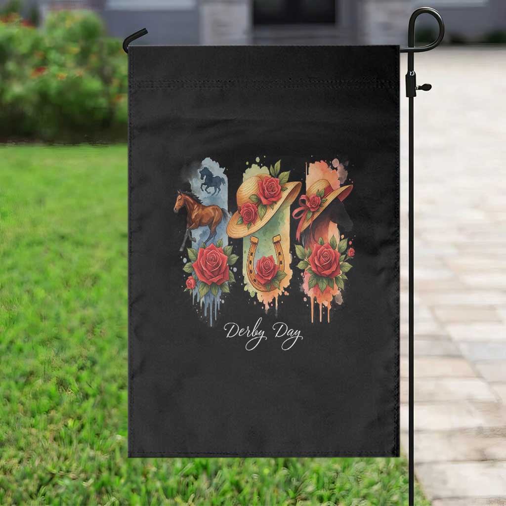 Ky Derby Day Garden Flag Horse Racing Nice Hat Mint Julep and Roses