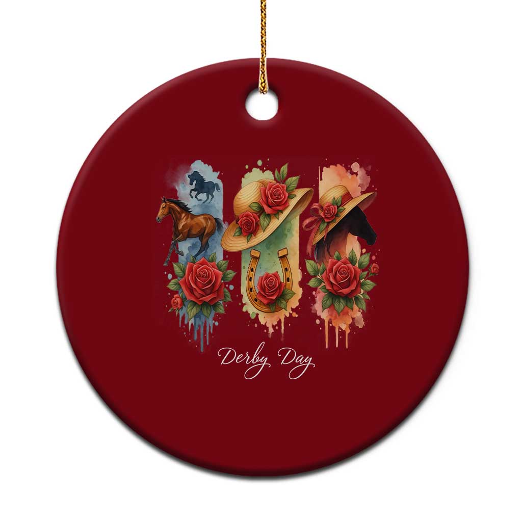 Ky Derby Day Ceramic Ornament Horse Racing Nice Hat Mint Julep and Roses - Wonder Print Shop