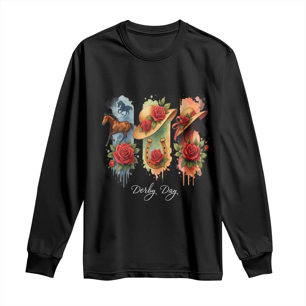 Ky Derby Day Long Sleeve Shirt Horse Racing Nice Hat Mint Julep and Roses