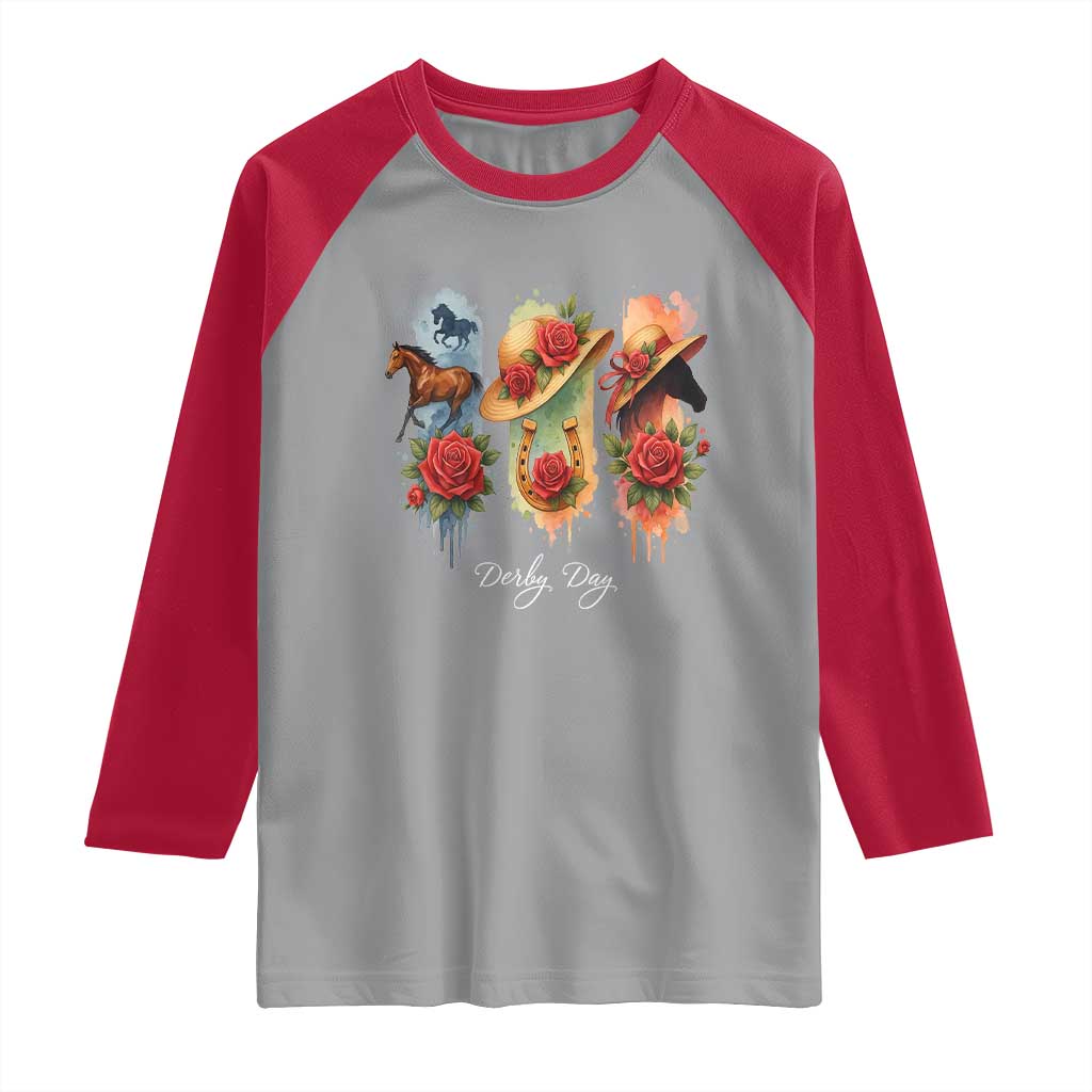 Ky Derby Day Raglan Shirt Horse Racing Nice Hat Mint Julep and Roses