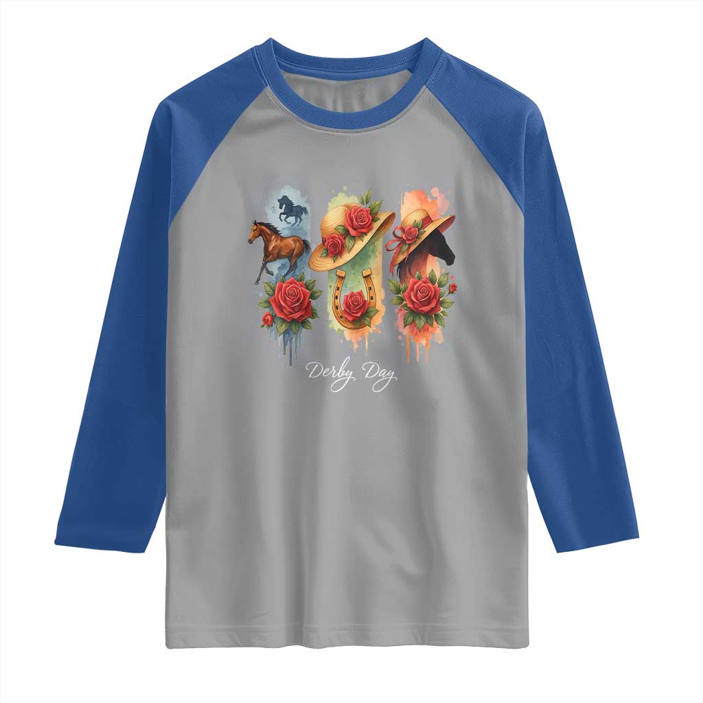 Ky Derby Day Raglan Shirt Horse Racing Nice Hat Mint Julep and Roses