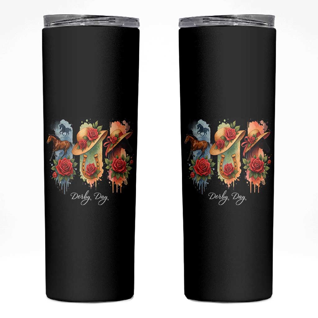 Ky Derby Day Skinny Tumbler Horse Racing Nice Hat Mint Julep and Roses