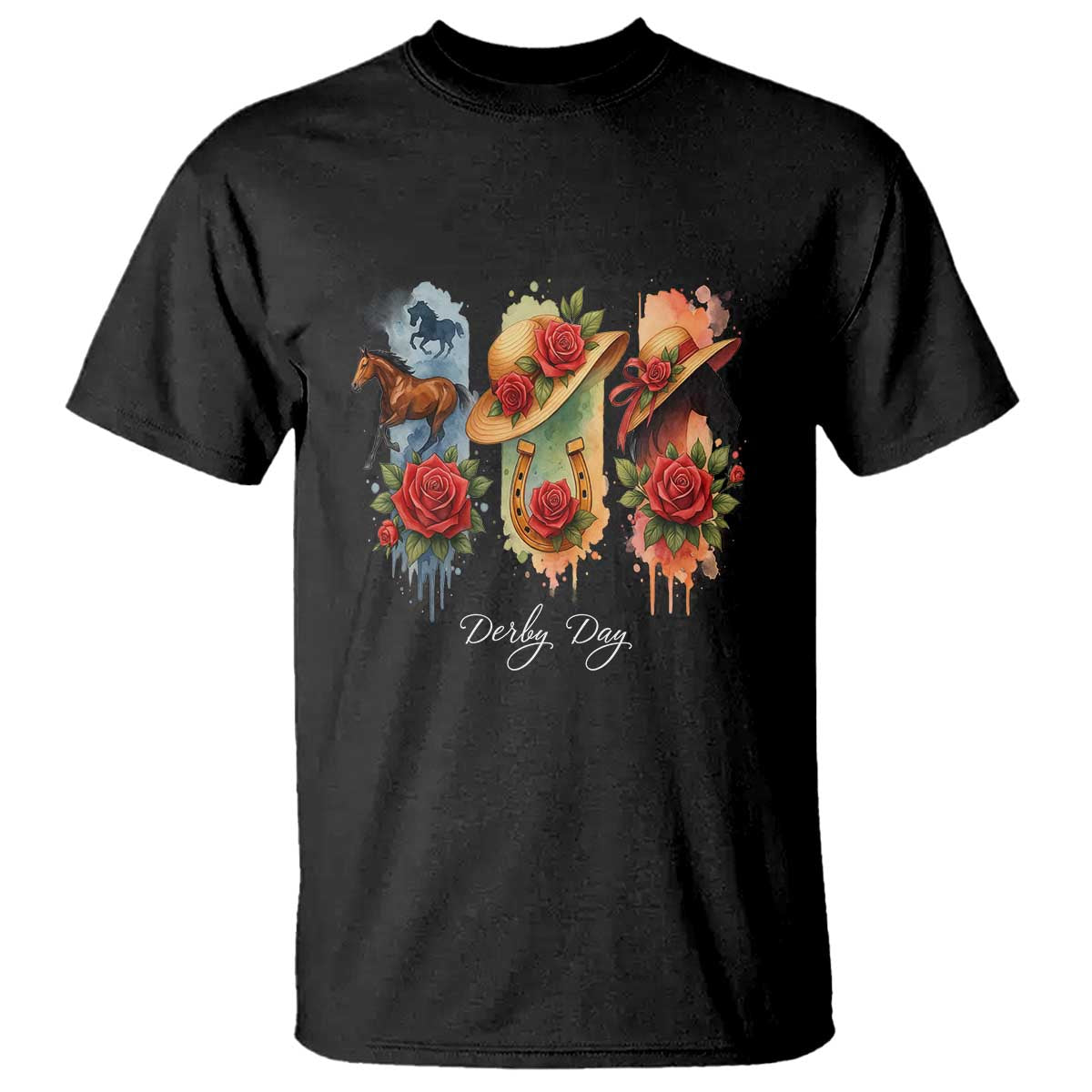 Ky Derby Day T Shirt Horse Racing Nice Hat Mint Julep and Roses