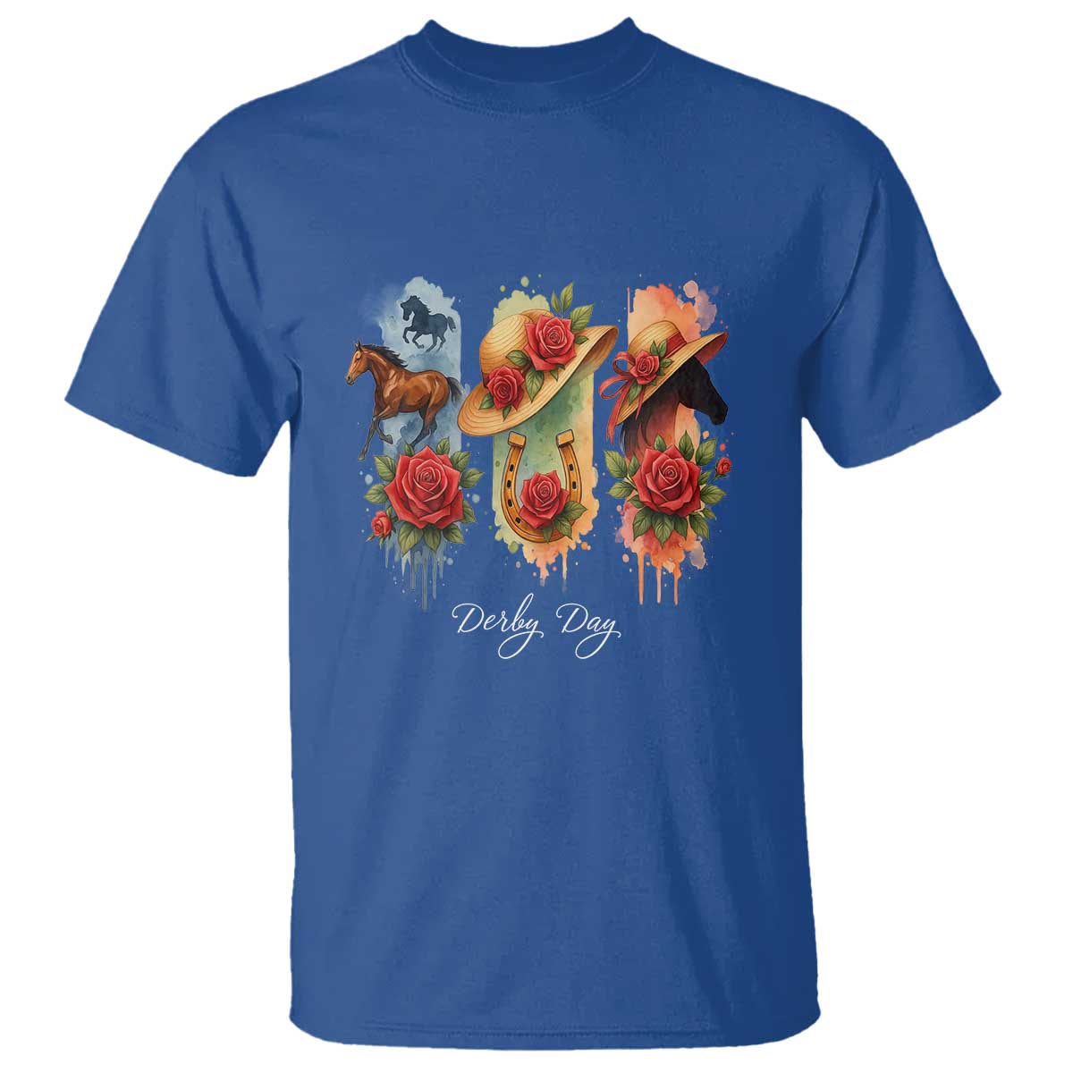 Ky Derby Day T Shirt Horse Racing Nice Hat Mint Julep and Roses