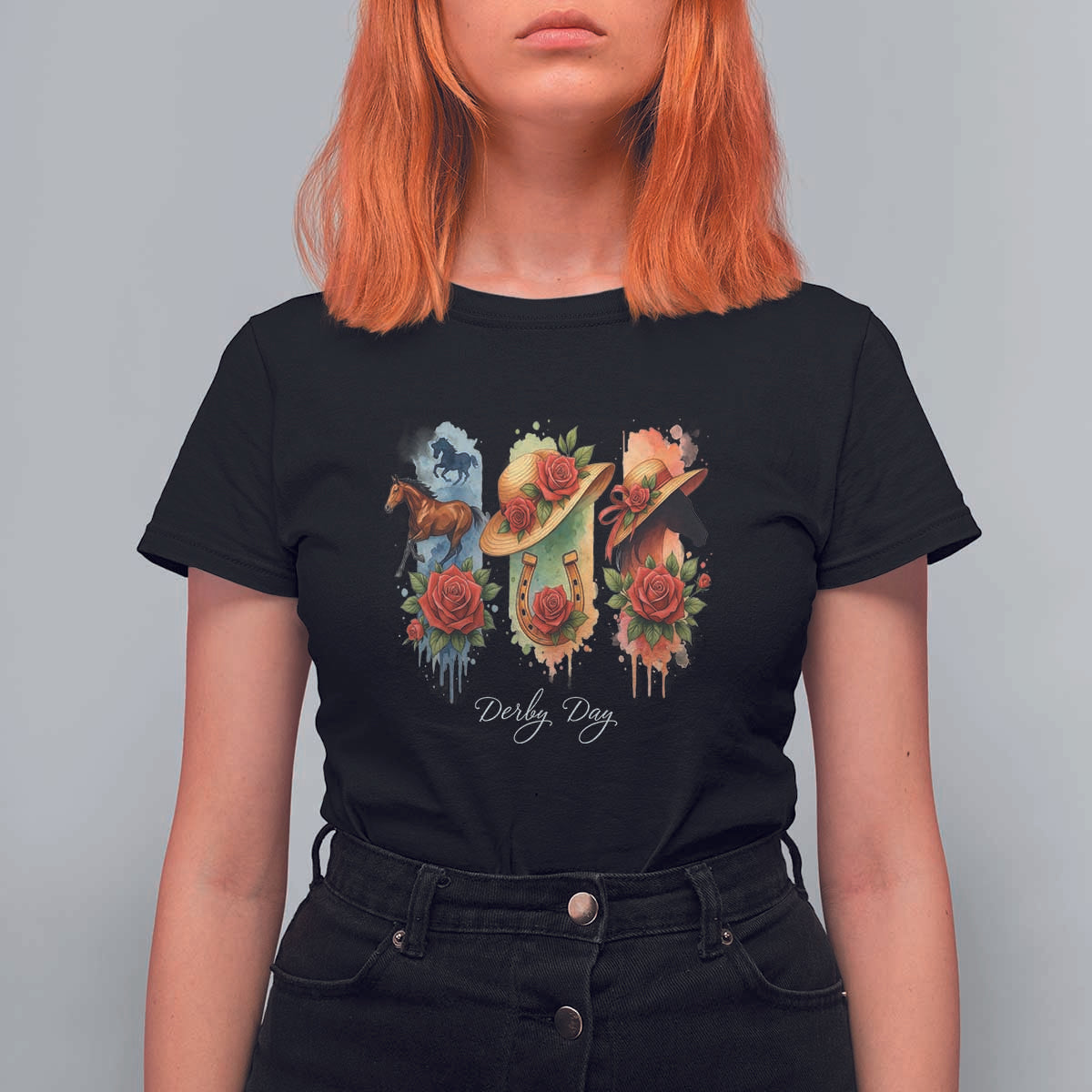 Ky Derby Day T Shirt For Women Horse Racing Nice Hat Mint Julep and Roses