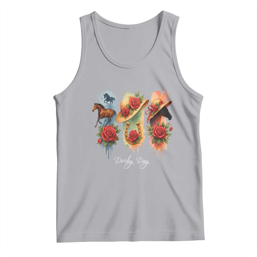Ky Derby Day Tank Top Horse Racing Nice Hat Mint Julep and Roses