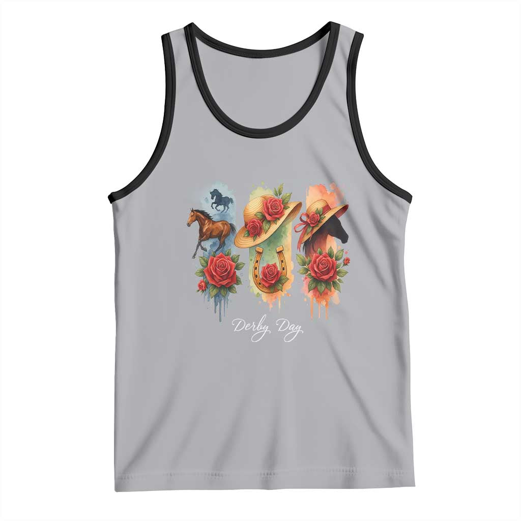 Ky Derby Day Tank Top Horse Racing Nice Hat Mint Julep and Roses