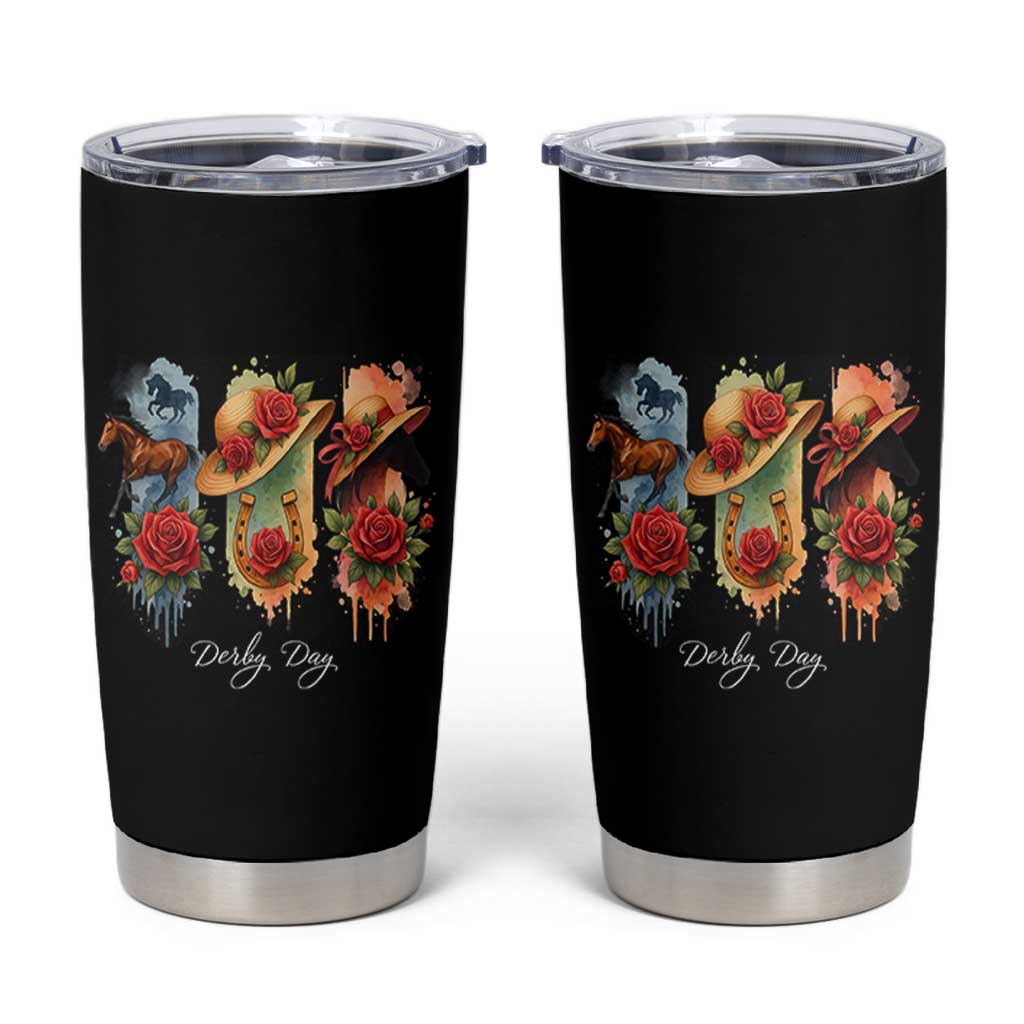 Ky Derby Day Tumbler Cup Horse Racing Nice Hat Mint Julep and Roses
