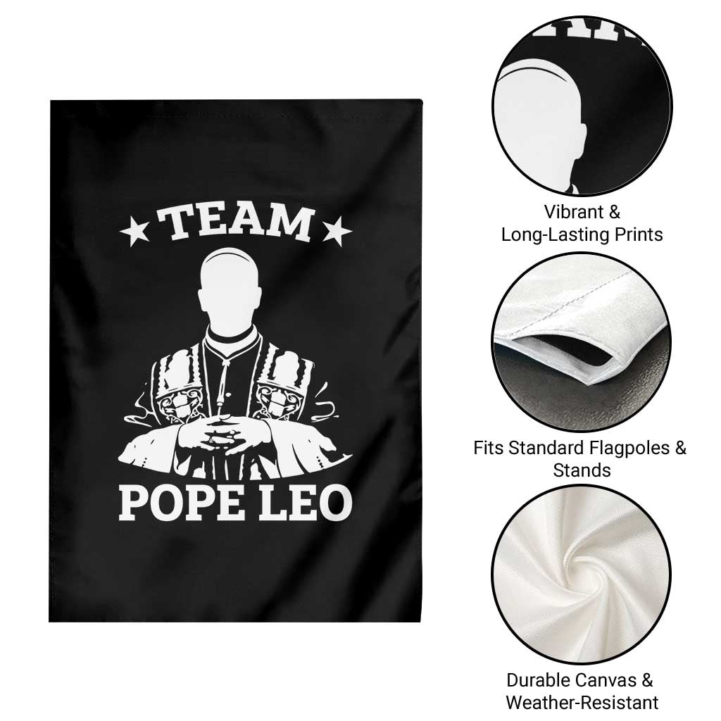 Team Pope Leo XIV Garden Flag Vintage Catholic Faith Historical Religious Support