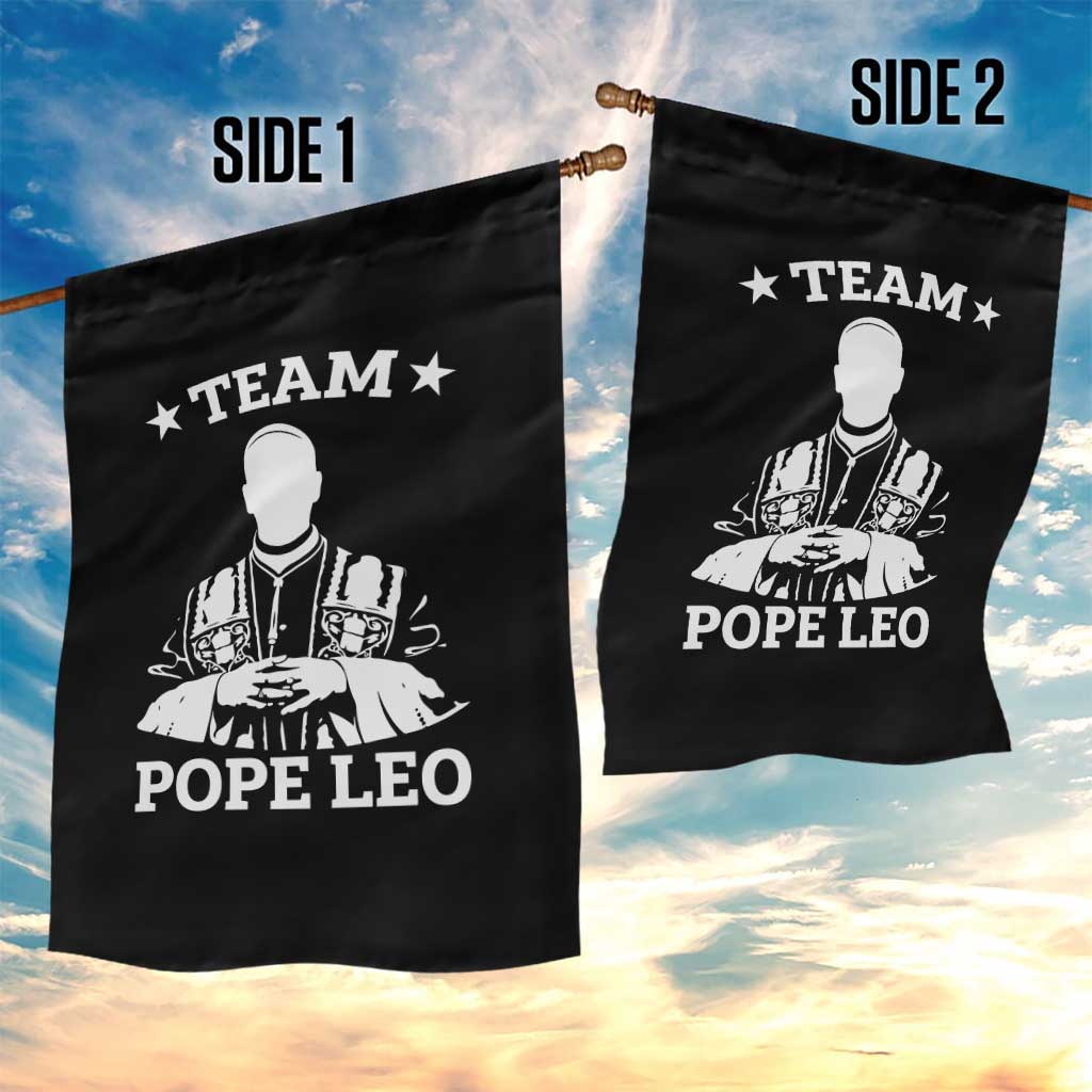 Team Pope Leo XIV Garden Flag Vintage Catholic Faith Historical Religious Support