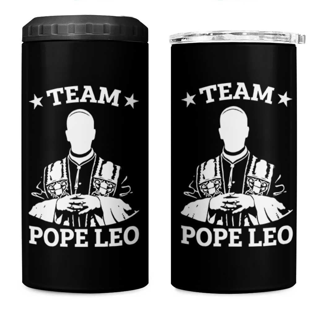 Team Pope Leo XIV 4 in 1 Can Cooler Tumbler Vintage Catholic Faith Historical Religious Support