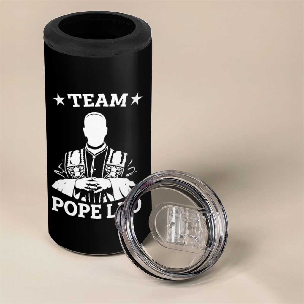 Team Pope Leo XIV 4 in 1 Can Cooler Tumbler Vintage Catholic Faith Historical Religious Support