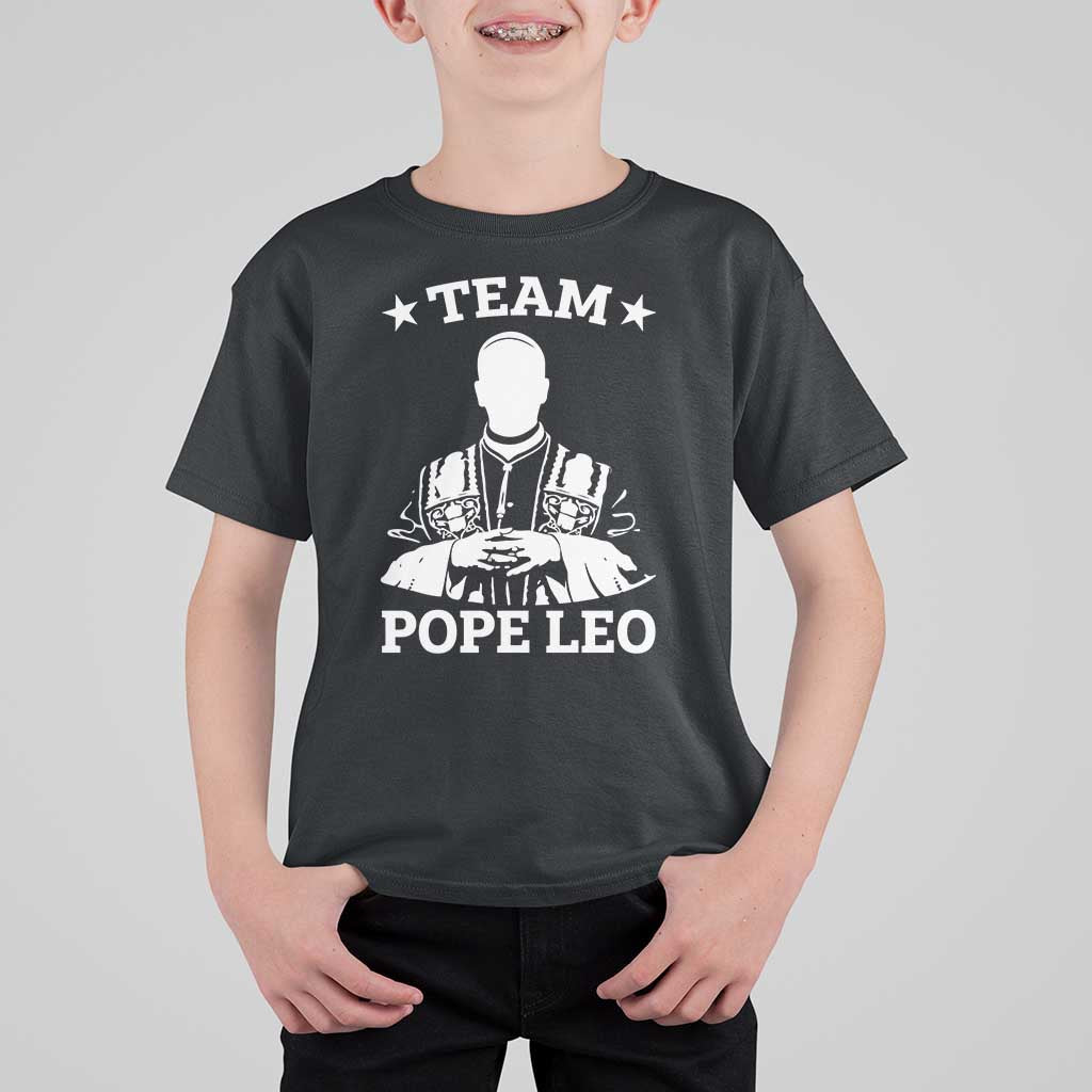 Team Pope Leo XIV T Shirt For Kid Vintage Catholic Faith Historical Religious Support