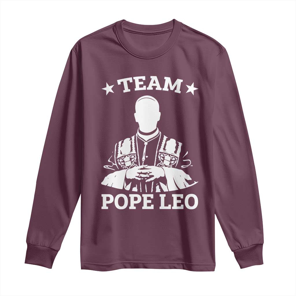 Team Pope Leo XIV Long Sleeve Shirt Vintage Catholic Faith Historical Religious Support
