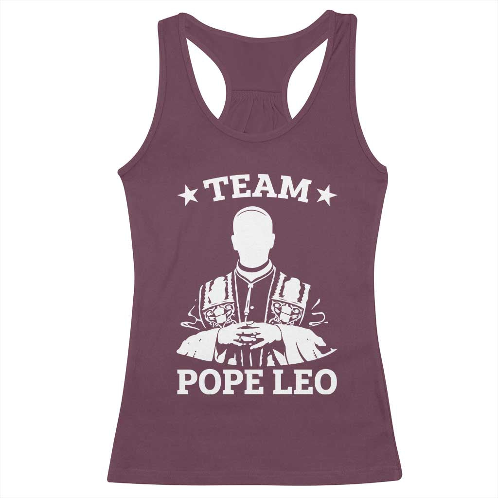 Team Pope Leo XIV Racerback Tank Top Vintage Catholic Faith Historical Religious Support