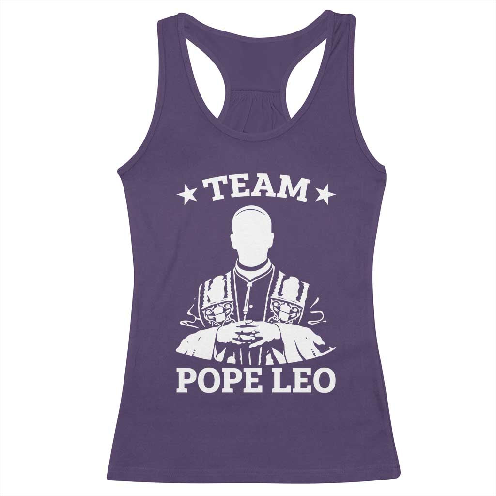 Team Pope Leo XIV Racerback Tank Top Vintage Catholic Faith Historical Religious Support