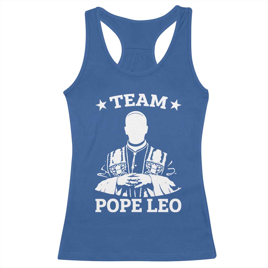 Team Pope Leo XIV Racerback Tank Top Vintage Catholic Faith Historical Religious Support
