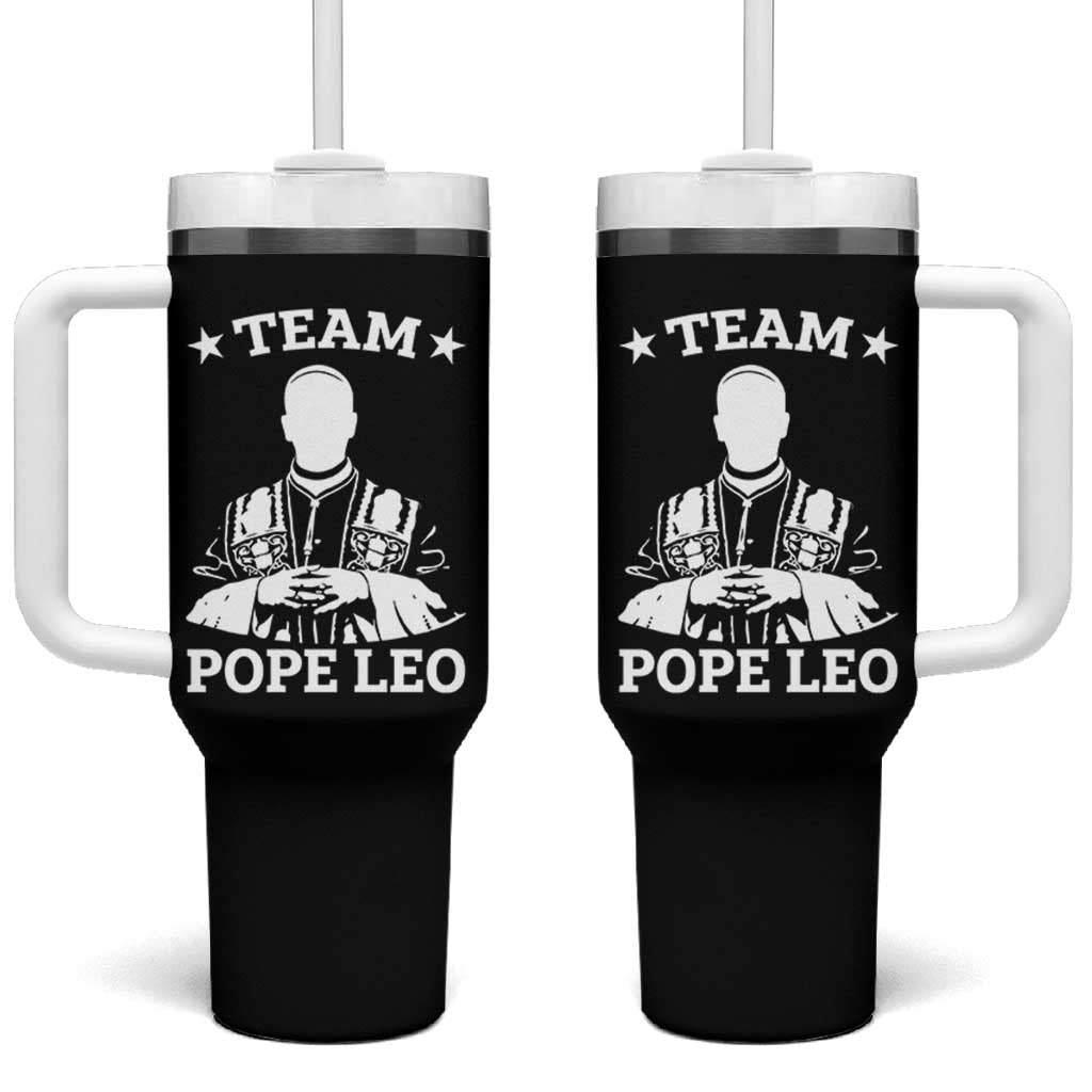 Team Pope Leo XIV Tumbler With Handle Vintage Catholic Faith Historical Religious Support
