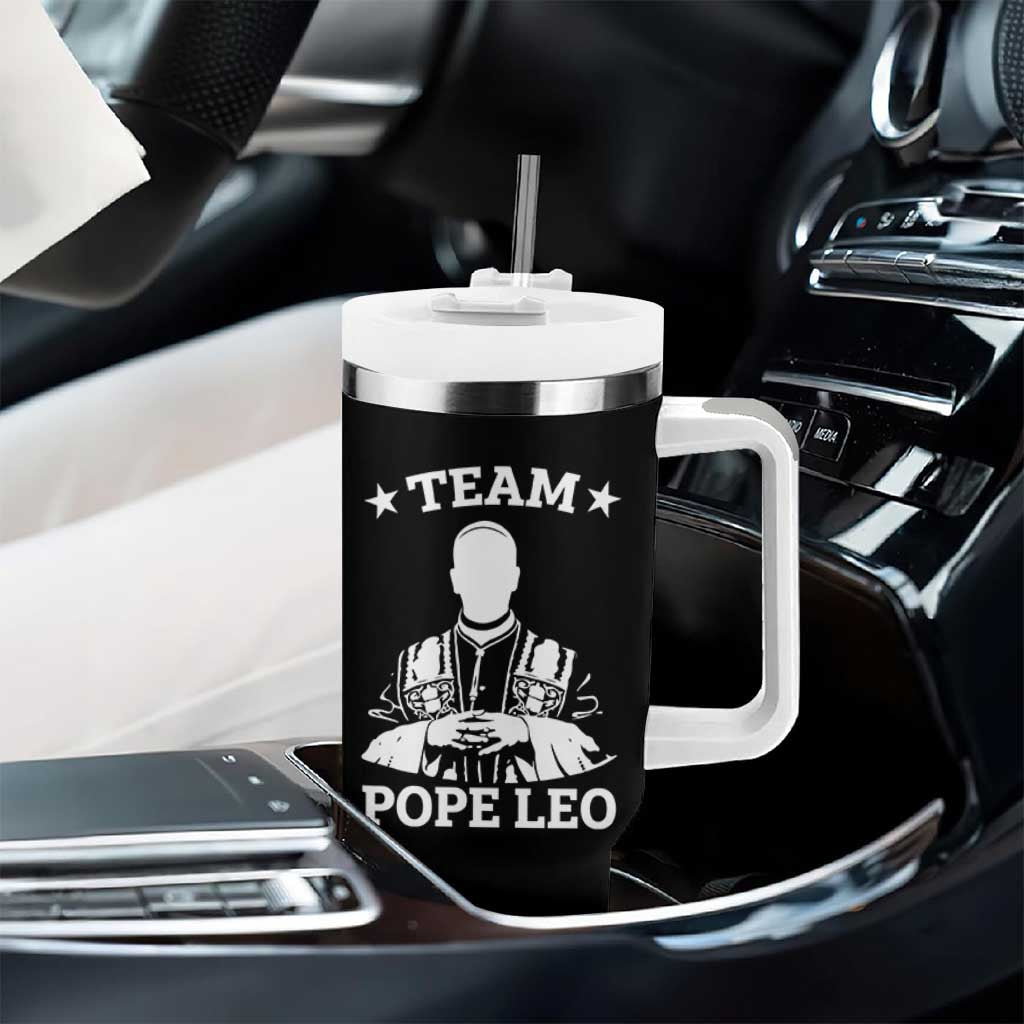 Team Pope Leo XIV Tumbler With Handle Vintage Catholic Faith Historical Religious Support