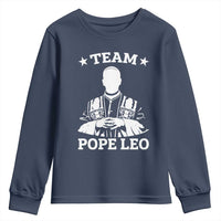Team Pope Leo XIV Youth Sweatshirt Vintage Catholic Faith Historical Religious Support