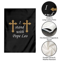 I Stand With Pope Leo Faith Graphic Garden Flag Catholic Ornate Gold Cross