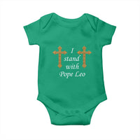 I Stand With Pope Leo Faith Graphic Baby Onesie Catholic Ornate Gold Cross