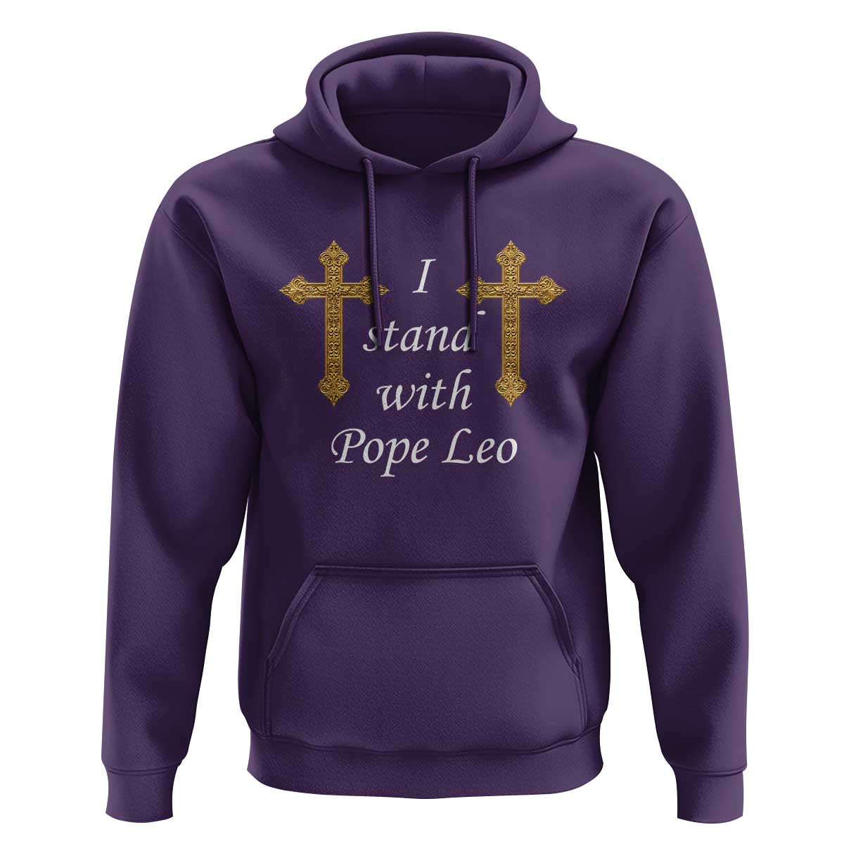 I Stand With Pope Leo Faith Graphic Hoodie Catholic Ornate Gold Cross