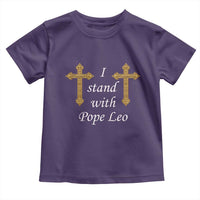 I Stand With Pope Leo Faith Graphic Toddler T Shirt Catholic Ornate Gold Cross