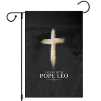 I Stand With Pope Leo Brushstroke Cross Garden Flag Religious Christian Witness