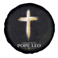 I Stand With Pope Leo Brushstroke Cross Spare Tire Cover Religious Christian Witness