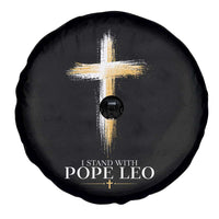 I Stand With Pope Leo Brushstroke Cross Spare Tire Cover Religious Christian Witness