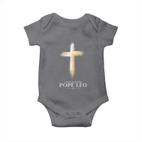 I Stand With Pope Leo Brushstroke Cross Baby Onesie Religious Christian Witness