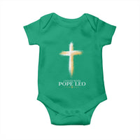I Stand With Pope Leo Brushstroke Cross Baby Onesie Religious Christian Witness