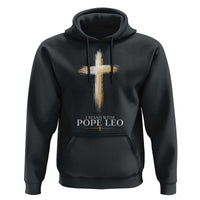 I Stand With Pope Leo Brushstroke Cross Hoodie Religious Christian Witness
